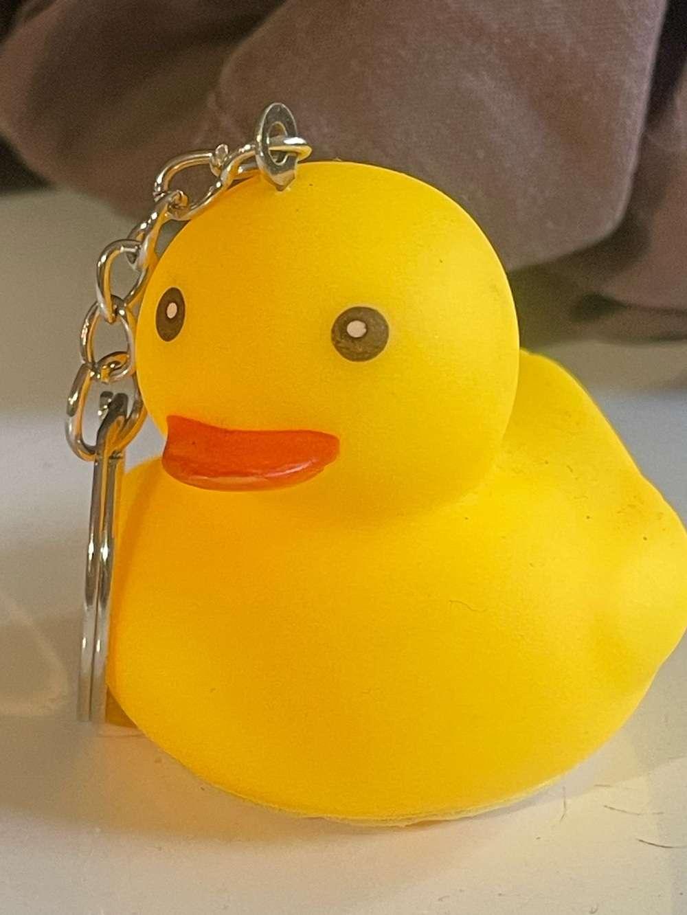 Light Up Colorful Rubber Duck Keychain  - Yellow
